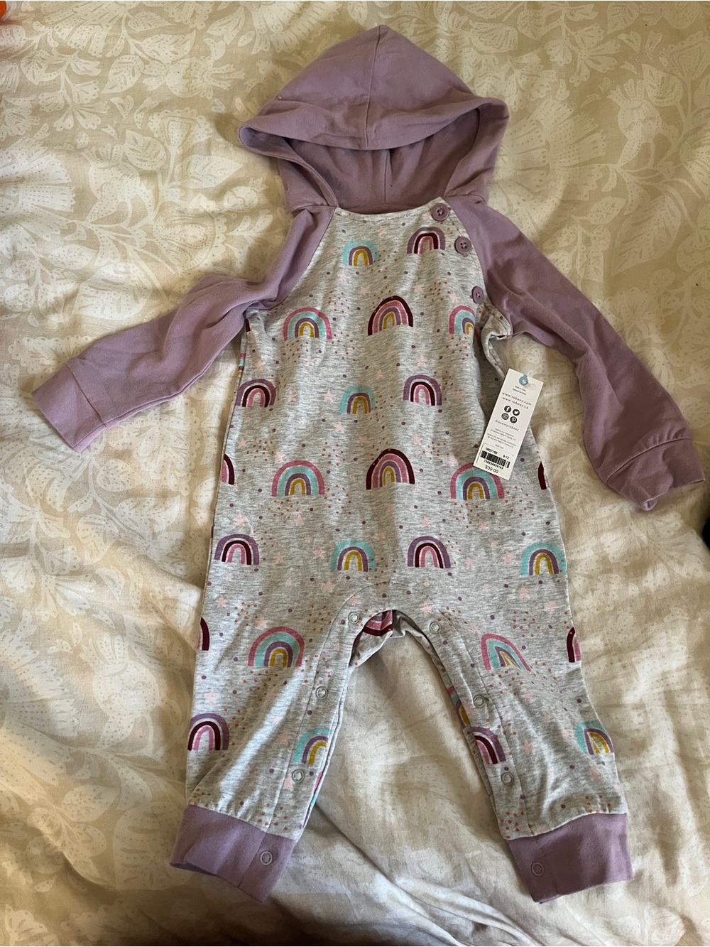 Robeez Lavender Hooded Rainbow-Print One-Piece